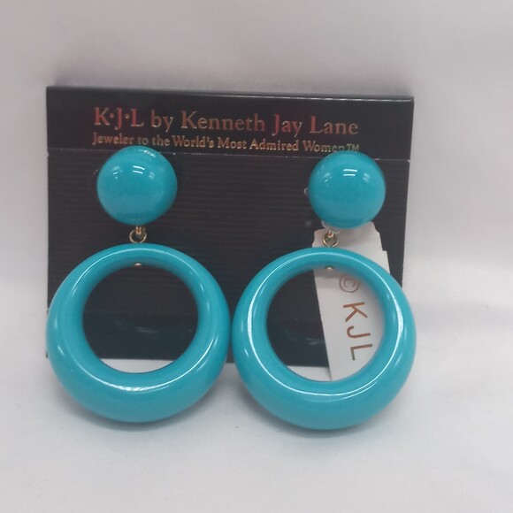 KJL Kenneth Jay Lane "Take Me Back" acrylic earrings Pierced NEW - Picture 3 of 7